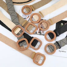 Load image into Gallery viewer, New Design Cotton Linen Style PP Woven Round Square Buckle Embellishment Belts