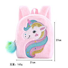 Load image into Gallery viewer, Kids Little Girls Unicorn Cute Cartoon Embroidered Plush Schoolbags Casual Backpack