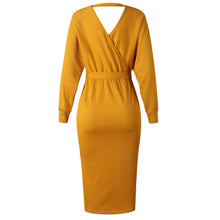 Cargar imagen en el visor de la galería, 5-color Sexy V Neck Long Sleeve Knitwear Dress with Belt