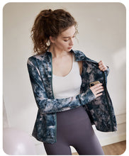 Load image into Gallery viewer, Women Autumn Winter Tie Dye Sports Gym Long Sleeve Zip Up Fitness Skinny Yoga Jackets
