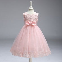 Load image into Gallery viewer, 90-140cm Kids Wedding Event Dresses Princess Performance Lace 3D Flower Embroidered Dress