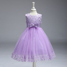 Load image into Gallery viewer, 90-140cm Kids Wedding Event Dresses Princess Performance Lace 3D Flower Embroidered Dress