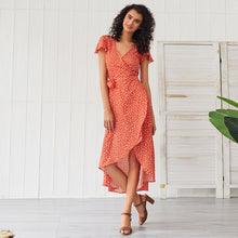 Charger l'image dans la galerie, Bohemian Dresses Front Short Back Long Ruffle Irregular Hem Ladies Polka Dot Dress Women