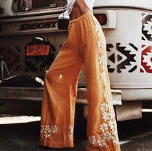 Load image into Gallery viewer, Small orders factory Ladies outdoor trousers fall winter new orange ethnic embroidery women rayon cotton pants for women cotton