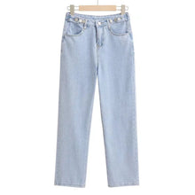 Carica l'immagine nel visualizzatore di Gallery, Pantaloni in denim con nuovo design autunnale 2022, vita alta, gamba larga, jeans dritti