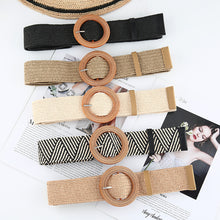 Load image into Gallery viewer, New Design Cotton Linen Style PP Woven Round Square Buckle Embellishment Belts