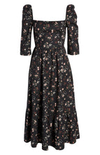 Carica l'immagine nel visualizzatore di Gallery, Abito casual midi svasato in cotone con stampa floreale e maniche a tre quarti