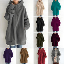 Cargar imagen en el visor de la galería, 2022 Women's Autumn Winter Streetwear Zip Up Long Oversized Fleece Hoodie