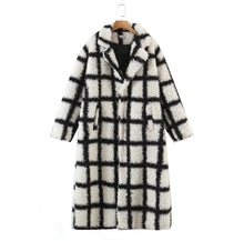 Carica l'immagine nel visualizzatore di Gallery, 2022 Autunno Inverno Nuovo Design Faux Sherpa Plaid Lungo Soprabito