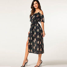 Charger l'image dans la galerie, New arrival floral printing spaghetti strap split sexy boho beach holiday casual lady wear summer women long dress with belt