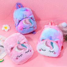 Load image into Gallery viewer, Unicorn Plush Small Schoolbag Gilrs Casual Cartoon Backpack Storage Bag
