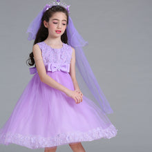 Load image into Gallery viewer, 90-140cm Kids Wedding Event Dresses Princess Performance Lace 3D Flower Embroidered Dress