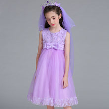 Load image into Gallery viewer, 90-140cm Kids Wedding Event Dresses Princess Performance Lace 3D Flower Embroidered Dress