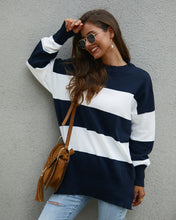 Charger l'image dans la galerie, pullover round neck long sleeve casual stripped woman sweater winter