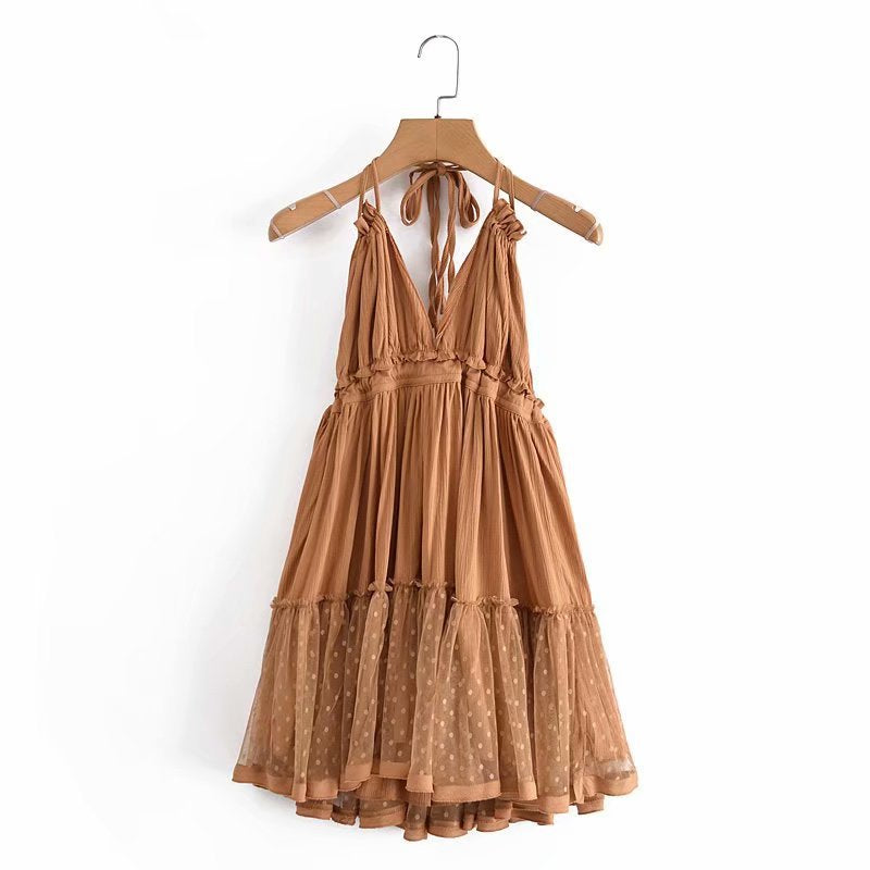 Multicolor Lace Spliced Deep V Neck Sexy Backless Halter Slip Casual D Jasmine Wei Factory Shop Multicolor Lace Spliced Deep V Neck Sexy Backless Halter Slip Casual D Jasmine Wei Factory Shop