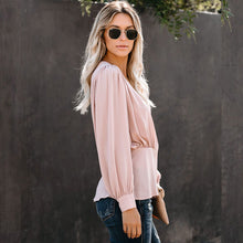 Загрузить изображение в средство просмотра галереи, Elegant long sleeve ruffle peplum buttoned blouse for women