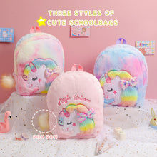 Load image into Gallery viewer, Unicorn Tie Dye Cartoon Plush Kids Bowknot Kindergarten Backpack Schoolbag