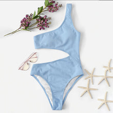 Carica l'immagine nel visualizzatore di Gallery, costume da bagno intero da donna sexy monospalla personalizzato bikini set