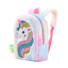 Load image into Gallery viewer, Kids Little Girls Unicorn Cute Cartoon Embroidered Plush Schoolbags Casual Backpack