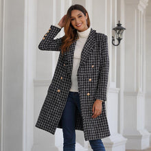 Charger l'image dans la galerie, Black Grey Plaid Midi Blazer