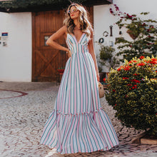 Charger l'image dans la galerie, striped spaghetti strap maxi frill dress