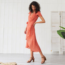 Charger l'image dans la galerie, Bohemian Dresses Front Short Back Long Ruffle Irregular Hem Ladies Polka Dot Dress Women