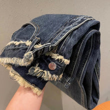 Load image into Gallery viewer, American Style Vintage Raw Hem Women Wide Leg Straight Jeans