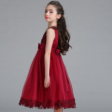 Load image into Gallery viewer, 90-140cm Kids Wedding Event Dresses Princess Performance Lace 3D Flower Embroidered Dress