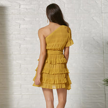 Charger l'image dans la galerie, One Shoulder Ruffle Belted Tiered Mini Dress