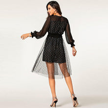 Charger l'image dans la galerie, Silve Dot Tulle Long Sleeve Multi-layer Dress