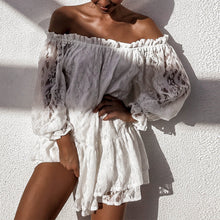 Carica l'immagine nel visualizzatore di Gallery, nuovo vestito corto in pizzo con volant e maniche lunghe a spalle scoperte sexy da donna amazon miglior vendita autunno primavera vestito