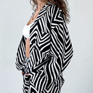 Oversized Black White Stripe Shirt Pants Two Piece Set Casual Homewear Set