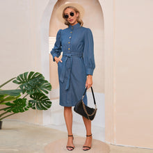 Load image into Gallery viewer, 2022 Autumn Winter Standard Collar Long Sleeve Denim Plus Size Vintage Casual Dress
