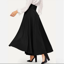 Carica l'immagine nel visualizzatore di Gallery, Gonna lunga maxi con nodo e cerniera posteriore nera semplice da donna, modello casual, all'ingrosso, ultimo modello