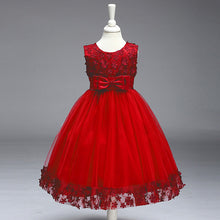 Load image into Gallery viewer, 90-140cm Kids Wedding Event Dresses Princess Performance Lace 3D Flower Embroidered Dress