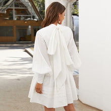 Загрузить изображение в средство просмотра галереи, 2020 elegant vintage long sleeve British court style short white latest party cotton designs formal wear women office dress