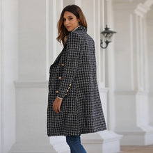 Charger l'image dans la galerie, Black Grey Plaid Midi Blazer