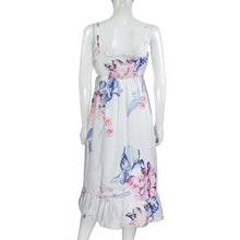 Carica l'immagine nel visualizzatore di Gallery, Abito casual asimmetrico a vita alta con volant floreali e scollo a V profondo senza schienale in gravidanza