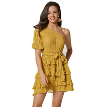 Charger l'image dans la galerie, One Shoulder Ruffle Belted Tiered Mini Dress