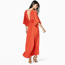 Charger l'image dans la galerie, solid color deep v neck boho high split lantern sleeve dress