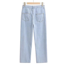 Carica l'immagine nel visualizzatore di Gallery, Pantaloni in denim con nuovo design autunnale 2022, vita alta, gamba larga, jeans dritti