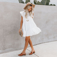 Carica l'immagine nel visualizzatore di Gallery, Prezzo economico cotone tinta unita bianco casual ampio estate donne abiti corti