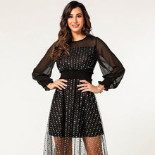 Charger l'image dans la galerie, Silve Dot Tulle Long Sleeve Multi-layer Dress