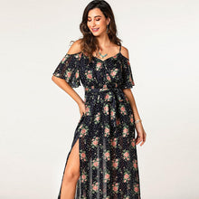 Charger l'image dans la galerie, New arrival floral printing spaghetti strap split sexy boho beach holiday casual lady wear summer women long dress with belt