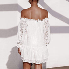 Carica l'immagine nel visualizzatore di Gallery, nuovo vestito corto in pizzo con volant e maniche lunghe a spalle scoperte sexy da donna amazon miglior vendita autunno primavera vestito