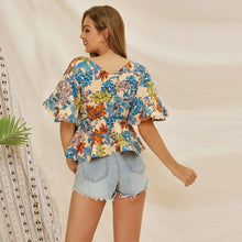 Carica l'immagine nel visualizzatore di Gallery, camicetta alla moda bohémien in chiffon con stampa floreale