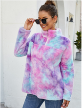 Загрузить изображение в средство просмотра галереи, mom and daughter rainbow fuzzy sweatshirt shaded color outwear