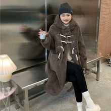 Load image into Gallery viewer, Horn Button Hooded Faux Sherpa Shearling Long Coat
