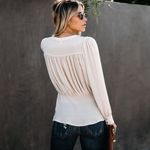 Загрузить изображение в средство просмотра галереи, Elegant long sleeve ruffle peplum buttoned blouse for women
