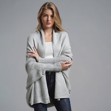 Charger l'image dans la galerie, Stylish Autumn Sweater Cardigan Amazon New Style Round Neck Oversized Asymmetrical Poncho Cape Medium Long Cardigan